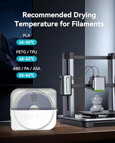 Image of SUNLU Filament Dryer Box for 3D Printer Filament, S1 Plus Filament Dehydrator with Fan Design, Filament Storage can Keep 1.75 2.85 3.00mm PLA PETG ABS Filament Dry During 3D Printing (White)