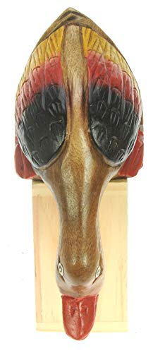 Hand Carved Duck Looking Over Edge Ornament – Decorative Wooden Carving - Wonderful Gift – Beautifully Crafted Sculpture (Approx Length 25cm) Top Gift Idea : High Quality Traditional Wooden Present For Children, Adults or Animal Lovers!