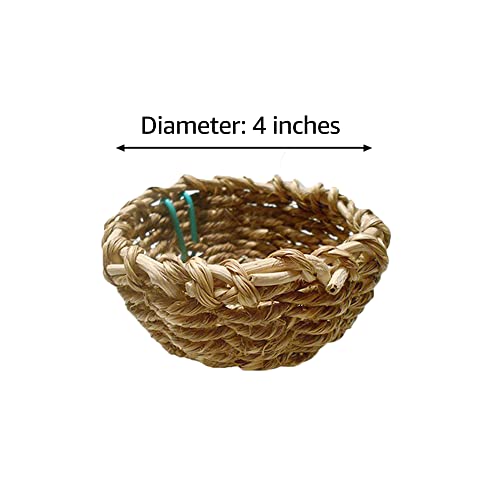 Image of SunGrow Seagrass Bird Nest, Attachable to Cage, 2 Metal Hooks Included, for Canaries, Budgies or Finches