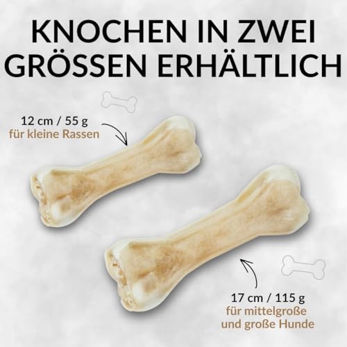 GUSTO PETS Kauknochen für Hund mit Strauß 12 cm - 100% Natürlicher Hundeknochen, leicht verdaulicher Protein-Snack, Ergänzungsfuttermittel für Hunde, ohne Zusatzstoffe, Hergestellt in der EU