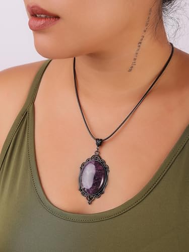 Sacina Victorian Teardrop Crystal Necklace, Gothic Vintage Necklace, Goth Jewelry, Halloween Christmas Jewelry Gift for Women2