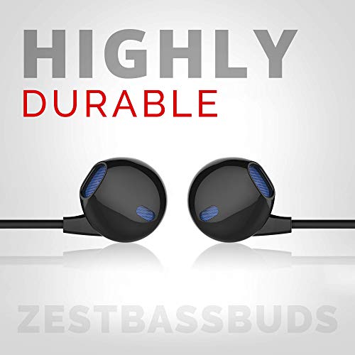 Image of Pebble Zest BassBuds Heavy Bass Ear-Pod Design Wired in Ear Earphones with mic (Black)