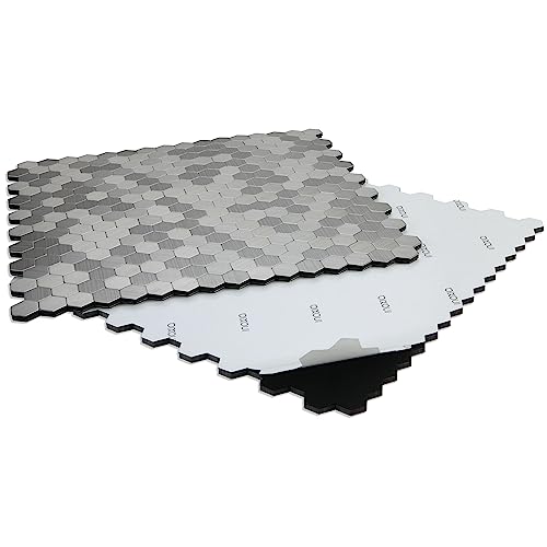 Speedtiles Hexagonia S2 Modern Metal Tiles - 3X Faster Installation With No Mortar, No Grout - Peel & Stick Tiles For Kitchen Backsplash, Fireplace, Interior Wall - Stainless Steel - Sample #TOP1