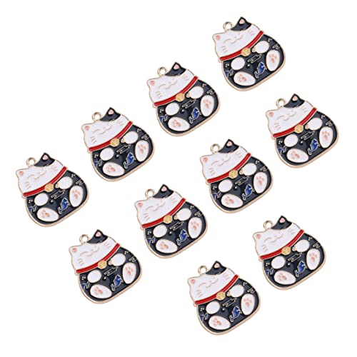 SEWACC Unique Diy Accessory 10pcs Luck Cat Pendants Alloy Cat Pendants for Diy Jewelry Keychains Bag Accessories Belt Decorations