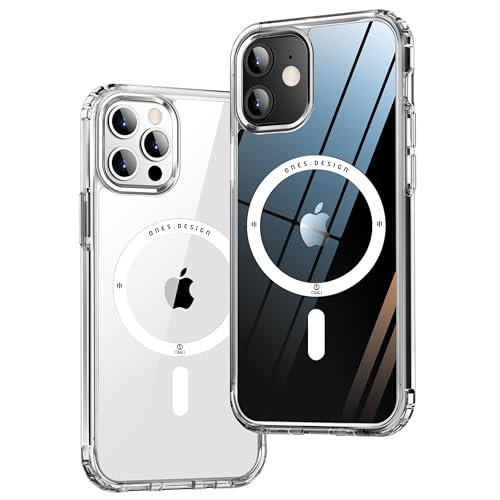 Image of ONES for iPhone 12 /12 Pro Case, Hybrid Magnetic Phone Case, Compatible with MagSafe, Military Grade Protection, Shockproof Airbag, Anti-Yellow Silicone Cover, Scratch-Resistant, Thin, Clear