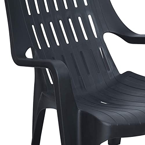 Image of SkyGlamour Weekender Comfort Relax Plastic Armrest Chair | Sinlge Plastic Chair for Living Room | Balcony | Home | Living Room | Plastic Arm Chair | Color: Iron Black; Single Chair
