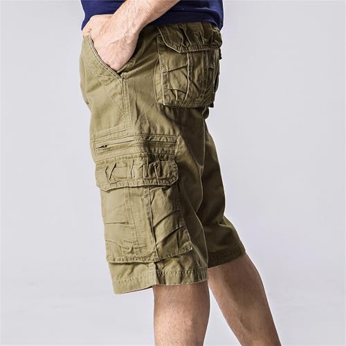 Shorts militares ligeros para hombre con bolsillos con cierre miniatura 2