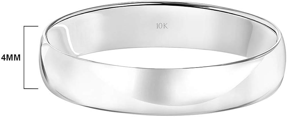 Men's 10K or 14K Rose, White or Yellow Gold 4MM Light Classic Plain Wedding Band by Brilliant Expressions | 