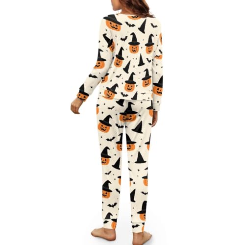 Image of Women's Pajamas Set Soft 2 Piece Loungewear Long Sleeve Pj Set Matching Sleepwear with Pockets for Women Plus Size