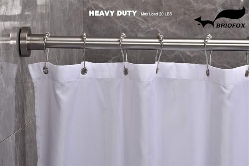 BRIOFOX Tension Curtain Rod 43-73 Inches Brushed Nickel, Never Rust and Non-Slip and Heavy Duty Shower Curtain Rod, 304 Stainless Steel
