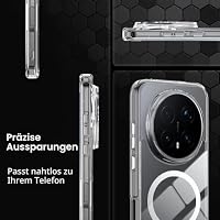 Fitudoos Hülle für Honor Magic 8 Pro, Robuste PC-Rückseite Case+Stoßfesten TPU-Kante, Militärischen Grad Schutz Hülle, Schutz Magnetisch & Anti-Gelb Stoßfeste Handyhülle - Transparent – Ansicht 7