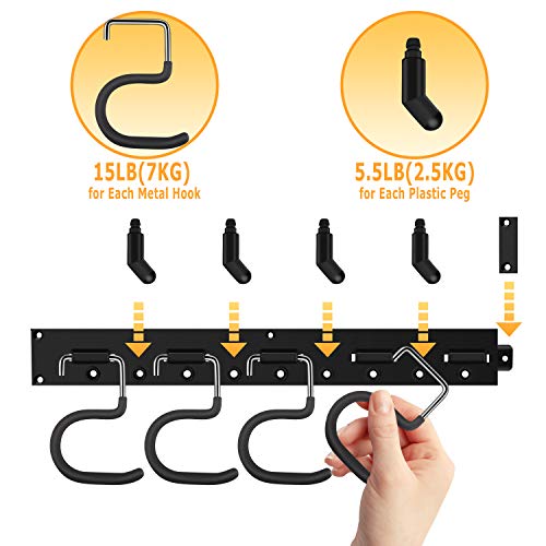 64 Inch Garage Hooks Tool Organizer Wall Mounted, Adjustable Storage System Wall Organizer for Garden Tools, Heavy Duty Tool Hanger for Rake, Mop,Broom and Yard Tools - Image 3
