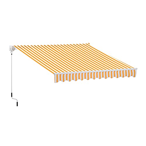 Outsunny Toldo Manual Retráctil 350x250 cm, Toldo Exterior Terraza con Ángulo Ajustable, Brazo Articulado, Montaje a Pared, Estructura de Aluminio, Anti UV e Impermeable, para Jardín, Naranja