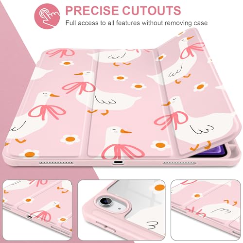 MEEgoodo Case for iPad Air 13 inch 2026(M4) / 2025(M3) / 2024(M2), Tablet Cases with Transparent Acrylic Back Shell, Cover with Pencil Holder + Auto Wake/Sleep + Trifold Stand, Goose Farm & Bows by MEEgoodo - Used condition - Image 7