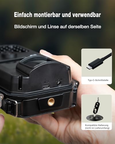 WOLFANG Wildkamera, 48MP 4K Jagdkamera mit 940nm kein Glühen Nachtsicht mit 2.4'TFT Display,...