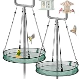 Hkvoxim 2 Pack Seed Catcher Tray for Outdoor Pole Mounted Bird Feeders, 20'' Hanging Bird Feeder Seed Catcher Platform with Holes Fits 1'' Pole, for Hummingbird Bee Feeder Outdoor Garden(with Holes)