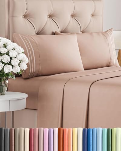 Queen Size Sheet Set - 4 Piece Set - Hotel Luxury Bed Sheets - Extra Soft - Deep Pocket - Easy Fit - Breathable & Cooling Sheets - Wrinkle Free - Comfort - Mauve Bed Sheets - Queen Sheets