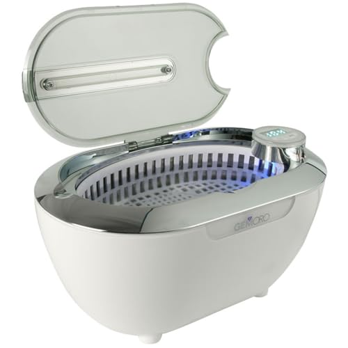 GemOro LUXESPA | Personal Ultrasonic Jewelry & Eyeglass Cleaner with 5 User-Programmable Timed Cleaning Cycles | Professional Performance Machine for Rings Watches Glasses Earrings Retainers