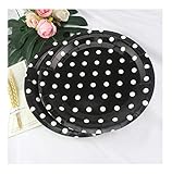 Dulousia Black Polka Dot Paper Plates 36pcs - 9inch Round Party Plates for Dessert, Cakes, Fruits
