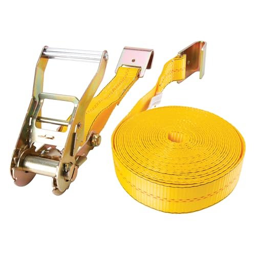 Performance Tool W1855 Heavy Duty 2-Inch X 30' Tie Down Strap with J-Hooks - 10,000 lbs Breaking Strength for Hauling, Towing, and Cargo Control