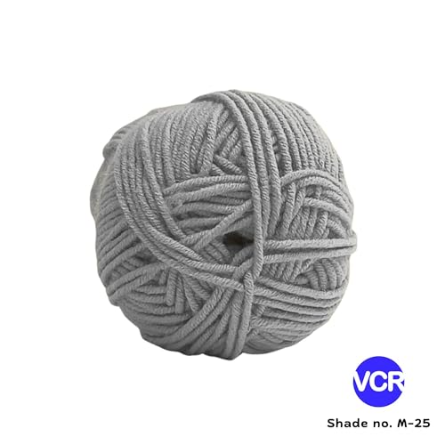 Image of VCR 4ply Normal Grey Yarn, 100 Grams Hank, 190 Meters Length, Acrylic Ball for Crochet and Knitting, Soft Crosia Threads, Pack of 1 Yarn, Suitable for DIY Crafts