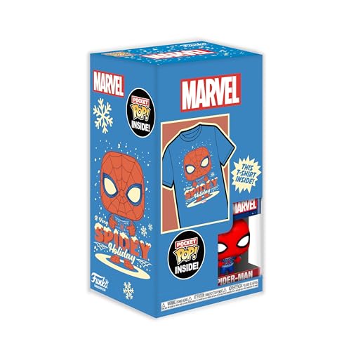 Funko Pocket POP! & Tee: Marvel-Holiday Spiderman - Spider-Man - Small - (S) - Marvel Comics - T-Shirt - Clothes with Collectable Vinyl Minifigure - Gift Idea - Figure and Short Sleeve Top Unisex2