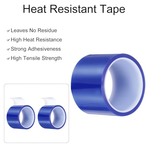 Image of uxcell Blue Heat Tape, 1 Roll 100mmx33m 108ft High Temperature Heat Resistant Tape for Sublimation,Heat Vinyl Press,Heat Transfer, Circuit Board, No Residue