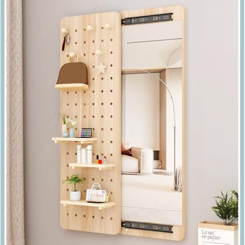 Panneau perforé modulaire en bois avec miroir pour un rangement sur mesure