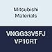 Mitsubishi Materials VNGG33V5FJ VP10RT Carbide VN Type Negative Turning Insert with Hole, General Cutting, Coated, Rhombic 35?, 0.375" IC, 0.187" Thick, 0.002" Corner Radius, FJ Breaker (Pack of 10)