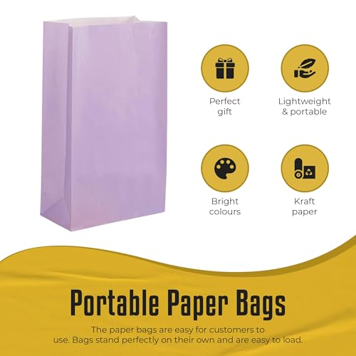 Thepaperbagstore 30 Lilac Paper Party Bags, 14x24.5x7cm, Colourful Paper Gift Bags for Kids and Adults Parties Birthdays - Image 2