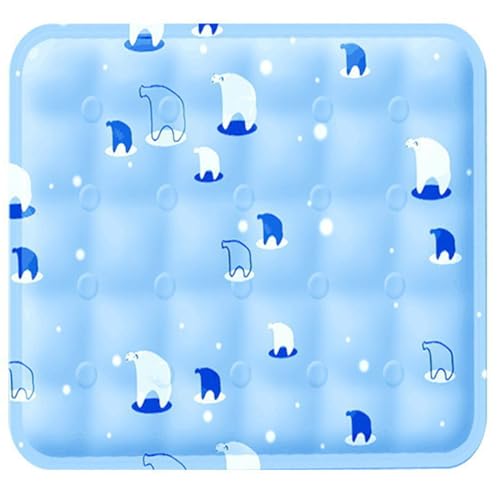 Qimhoi クールマット 冷感 ひんやりマット 氷枕 クール枕 クールシート 冷却 ジェルピロー 保冷剤 自然凍結 熱中症対策 快適 ソフト 冷感パッド ペット兼用 (ライトブルー(ホッキョクグマ), 45×45cm)