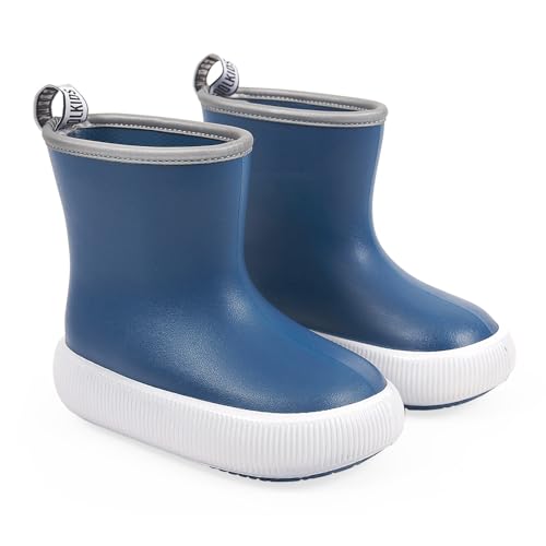 PERLETTI Botas Agua Niño Niña con Suela Gruesa Antideslizante   Botas Lluvia Impermeables Niños Niñas 3 4 5 6 Años Ultra Ligeras   Bota infantil Borde Reflectante Colorado (Azul, EU 26/27)