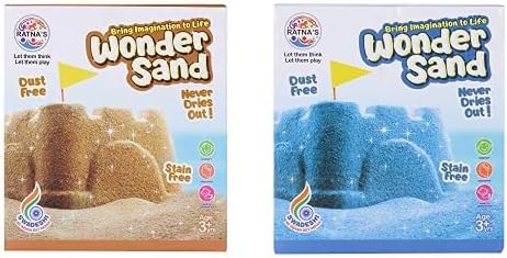 RATNA'S Wonder Sand with Tray for Play - Smooth Sand for Kids (Brown & Blue, 500 Grams Each)