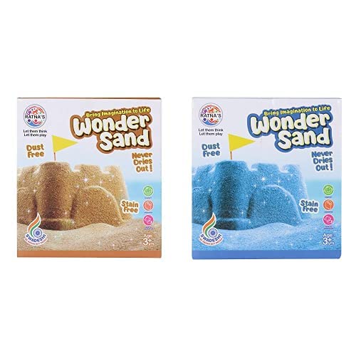 RATNA'S Wonder Sand with Tray for Play - Smooth Sand for Kids (Brown & Blue, 500 Grams Each)