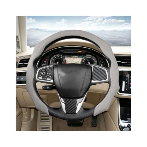 GZJHJF Car Steering Wheel Cover, 15 Inch, Suede Leather Sport, Beige