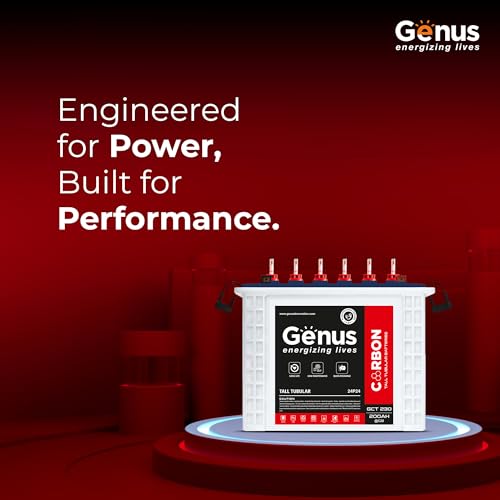 Image of Genus GCT230 200 Ah Hi-Tech Tall Tubular Inverter Battery with 48 Months Long Warranty for Home & Office