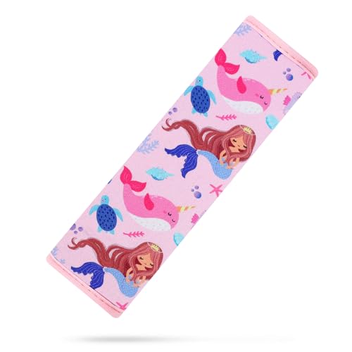 Image of YR Seat Belt Cover for Kids, Soft Comfort Seat Belt Cushion for Children, Cute Cartoon Pattern Car Seat Belt Pads Cover for Girls and Boys, 1 Pack (Cute Mermaid)