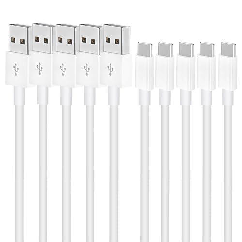 USB Type C ケーブル 1.5m 5本組 LpoieJun【3A急速充電 / USB 2.0 480Mbps データ転送】 USB-A to USB-C 2.0 電コード 高耐久TPE素材 スマートフォン/タブレット/ゲーム機のタイプｃ機種に対応 (映像出力不可/PD非対応) ホワイト