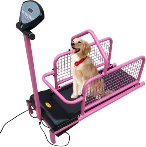 BACKOLU 屋内用 ペットランニングマシン 犬用運動トレーニング機 LCDディスプレイ付き ペットエクササイズ器具 (110*42*93cm 110v, ピンク)