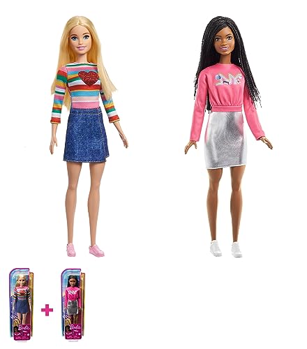 Barbie Puppe, Malibu Adventure for Two Serie, blonden Haaren, HGT13 + Barbiepuppe, Brooklyn Adventure for Two Serie, Schwarze, HGT14
