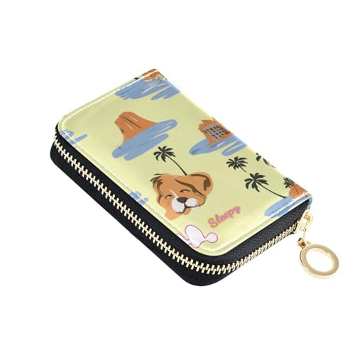 Island Holiday Cute Animal Dog leather card wallet With 9 cards slot RFID Blocking small credit card holder for women with zipper