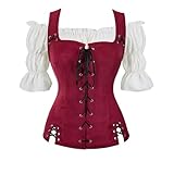 🌺Renaissance Vintage Rétro pirate Veste corset Chemise set waistcoat de la Renaissance pirate pour femmes: polyester spandex tissu de toison synthétique doux