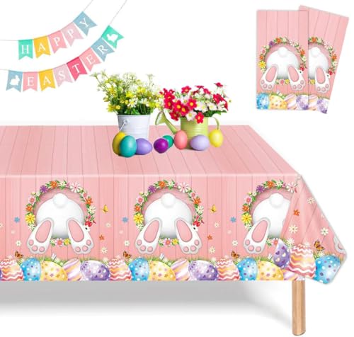 Camino de Mesa de Pascua Conejo de Pascua Mantel Antimanchas, Huevos de Pascua Mantel, Camino de Mesa Primavera Pascua, Para La Mesa de La Cocina de Primavera, Decoración de Fiesta de Pascua (A)