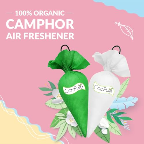 Image of CamPure Camphor Cone (1 Jasmine + 1 Bhimseni) Pack Of 2-100% Organic | Air Freshener For Car, Wardrobe, Office Cabin's, Drawers, Travel Bag & Bathroom