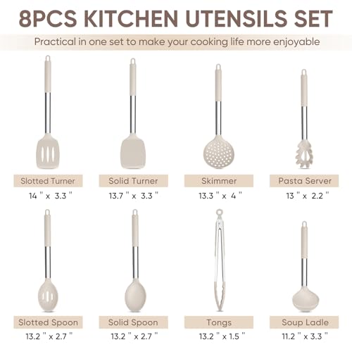 Image of TeamFar Kitchen Utensils Set of 8, Silicone Utensils Kitchen Tools Set