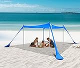 Nice C Beach Tent Canopy, Sun Shelter, Pop Up Sunshade Portable 6.6Ft/10Ft UPF 50+ with Carry Bag, Sand Shovel, Aluminum Poles Umbrella Outdoor, Pool, Garden (6.6x6.6 FT, 4 Pole, Blue)