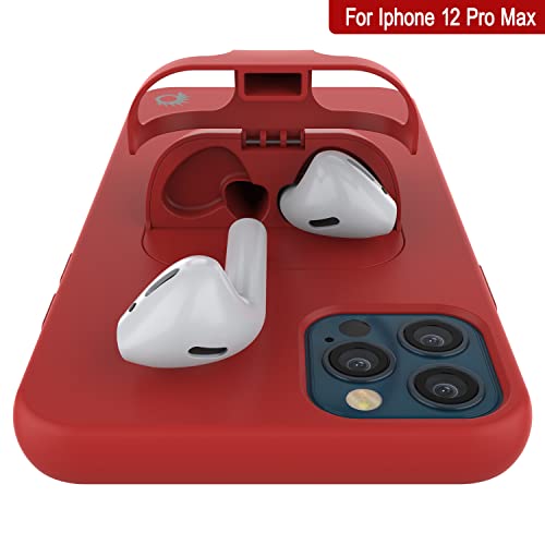 PunkCase for iPhone 12 Pro Max Airpods Case Holder (CenterPods Series), Red - Image 2