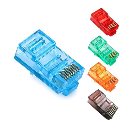 Conector de red RJ45 CAT5 con cabezal de cristal rojo para un crimpado limpio y seguro