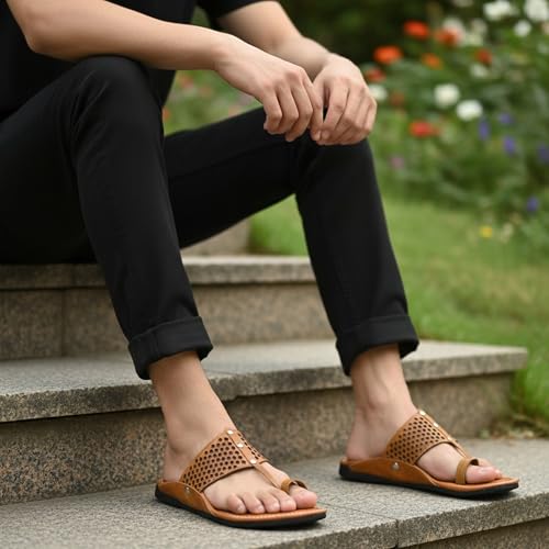 Image of DFR Ethnic Sandals For Boys Men, Comfortable Men's Rajasthani Slippers Chappals