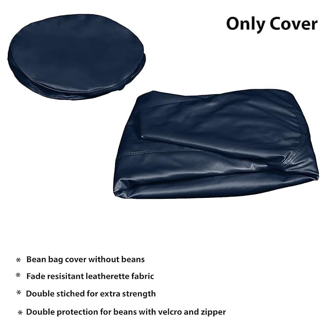 Image of Bean Bag Cover 4XL Without Beans with Footrest and Cushion Lounge Chair Luxury Bean Bag Cover with Footrest Without Beans 4XL (Navy Blue New)